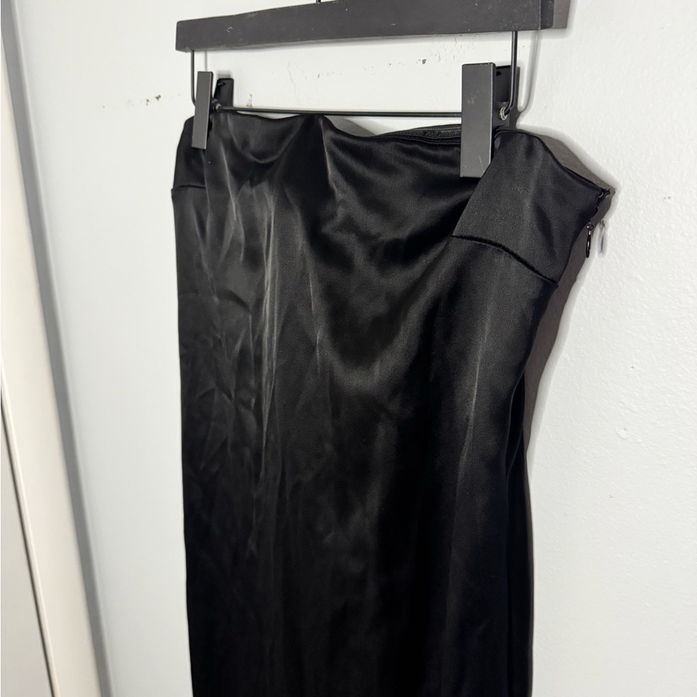 La Ligne Black Strapless Slip Dress with Slit - Picture 3 of 6
